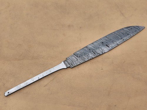 Custom Handmade Twisted Pattern Damascus Steel Bowie Knife Blade Blank