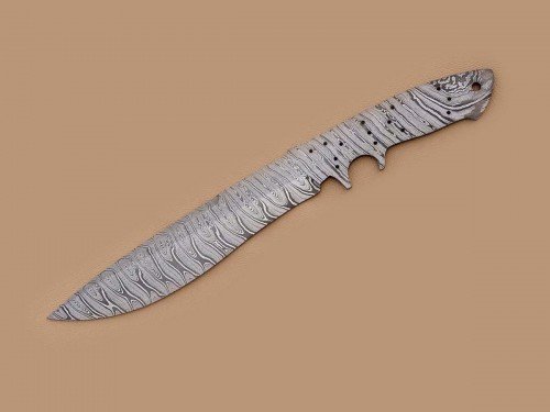 Custom made Damascus Steel Sub Hilt Recurve Bowie Knife Blade Blank