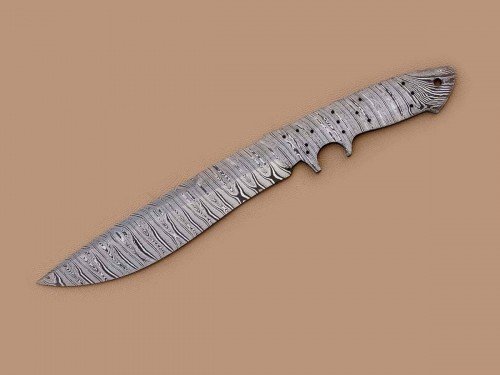 Custom made Damascus Steel Sub Hilt Recurve Bowie Knife Blade Blank