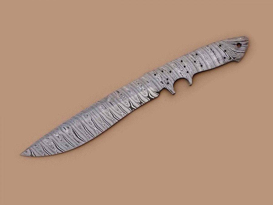 Custom made Damascus Steel Sub Hilt Recurve Bowie Knife Blade Blank