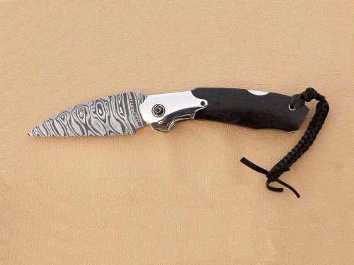 Custom Hand Made Lock Back Twisted Damascus Steel Folding Knife