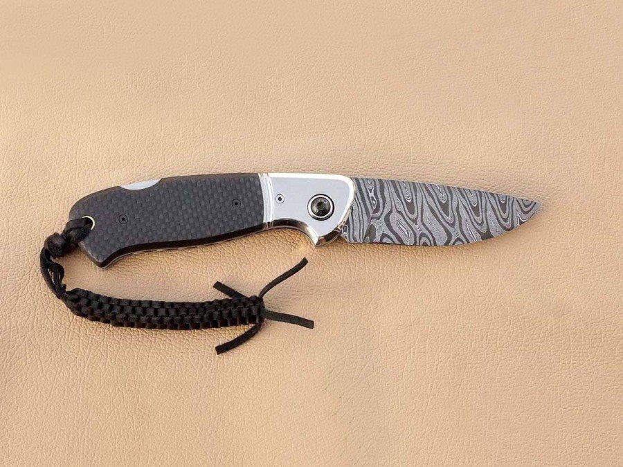 Custom Hand Made Lock Back Twisted Damascus Steel Folding Knife