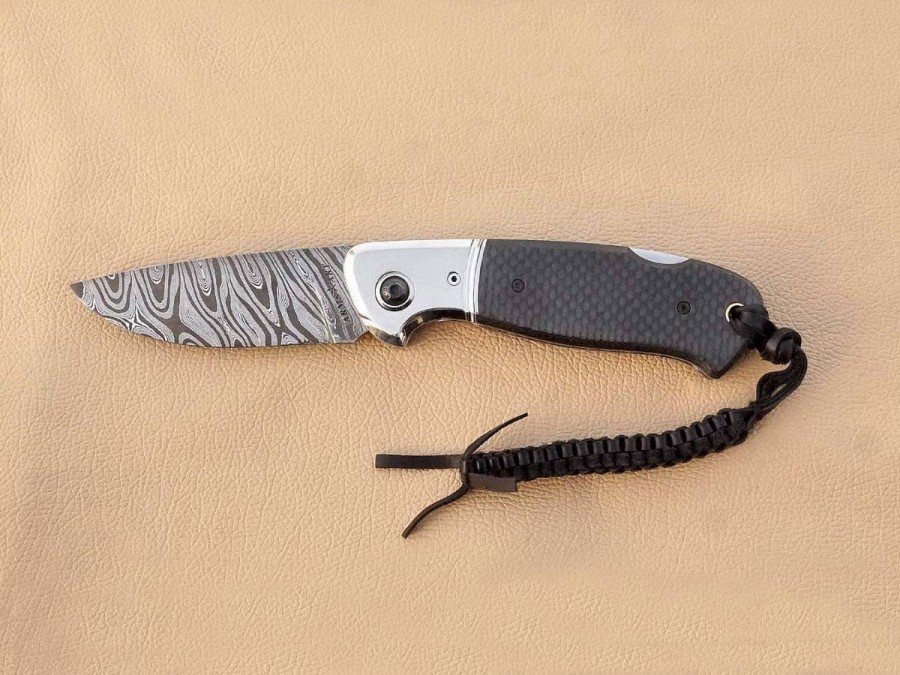 Custom Hand Made Lock Back Twisted Damascus Steel Folding Knife