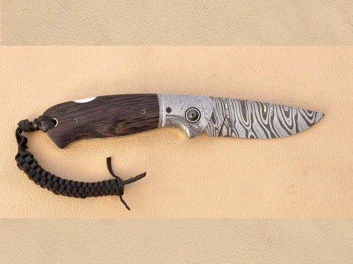 Custom Hand Made Lock Back Twisted Damascus Steel Folding Knife