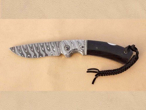 Custom Hand Made Hunting ..Lock Back..Twisted Steel Damascus Folding Knife